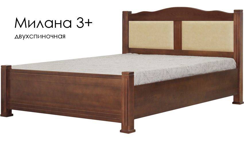 кровать милана 3+ из массива сосны со вставками из экокожи в Вологде