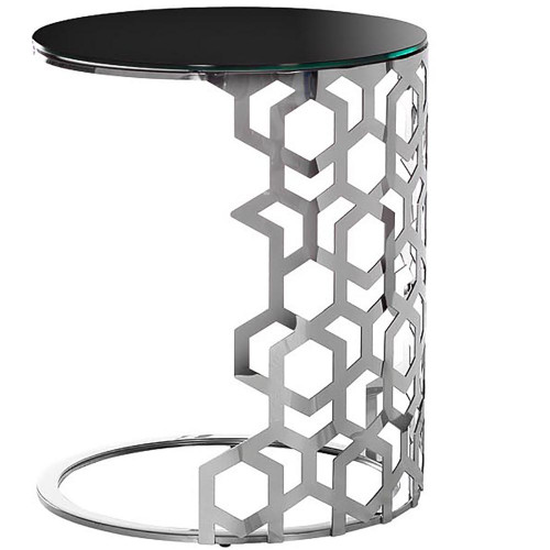 стол приставной silver circle 50x50х60 черный, серебро в Вологде