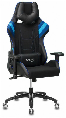 игровое кресло бюрократ бюрократ viking 4 aero, обивка: искусственная кожа, цвет: иск.кожа черная/ткань черная 26-28/сетка синяя(tw-10)-голубая(tw-55)-серая(tw-12) в Вологде