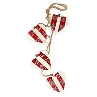 гирлянда новогодняя подвесная сердца в красную полоску со снежинками christmas hearts, 60 см в Вологде