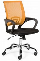 кресло компьютерное спринг(orange - black) база хром / оранжевая сетка / черная ткань в Вологде