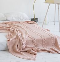 комплект плед с косами (180*220) и 2 наволочки (50*50) св. персик в Вологде