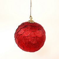 шар новогодний красный с блестящими чешуйками paper ball, 10 см в Вологде