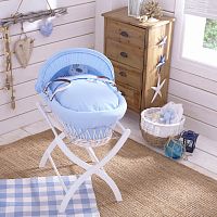 колыбель-переноска gift wicker moses basket белая, голубое белье в Вологде