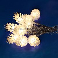 светодиодная гирлянда «шишки» 280см белая (09582) uniel uld-s0280-020/dta warm white ip20 pine cones в Вологде