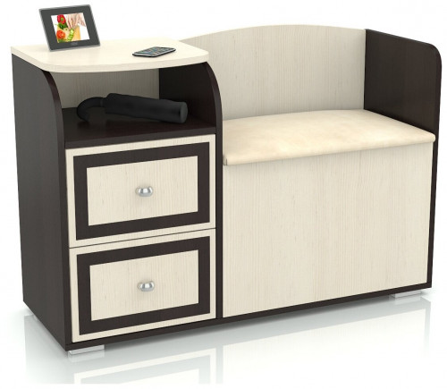 банкетка с тумбой для обуви 2-40 домовой, цвет венге/клен в Вологде