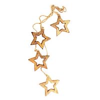 гирлянда новогодняя подвесная звезды деревянные с отверстием wooden stars, 65 см в Вологде