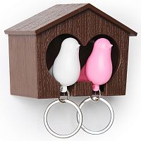 держатель+брелок для ключей двойной sparrow коричневый-белый-розовый в Вологде