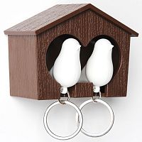 держатель+брелок для ключей двойной sparrow коричневый-белый в Вологде
