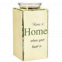 подсвечник деревянный бежевый со стеклом дом там, где сердце provence white, 18 см в Вологде