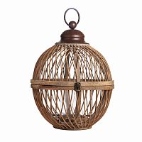 подсвечник-фонарь круглый деревянный большой со стеклом bamboo, 40 см в Вологде
