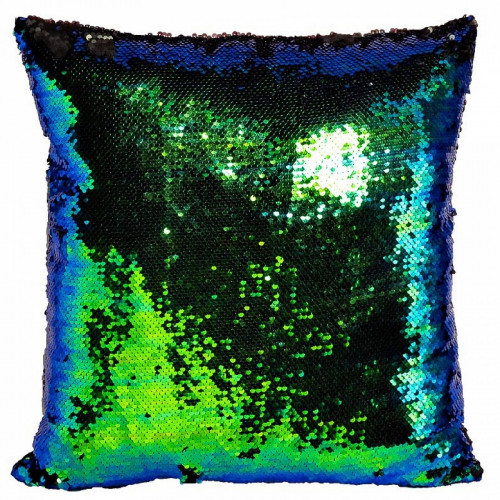 подушка квадратная пайетки синие-зеленые в Вологде