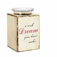 подсвечник деревянный бежевый со стеклом мечта твоего сердца provence cream, 15 см в Вологде