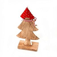 украшение новогоднее ель деревянная красная в горошек love tree, 28х12х6 см в Вологде