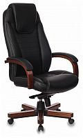 кресло для руководителя бюрократ бюрократ t-9923 walnut, обивка: натуральная кожа, цвет: кожа (black) в Вологде