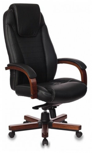 кресло для руководителя бюрократ бюрократ t-9923 walnut, обивка: натуральная кожа, цвет: кожа (black) в Вологде